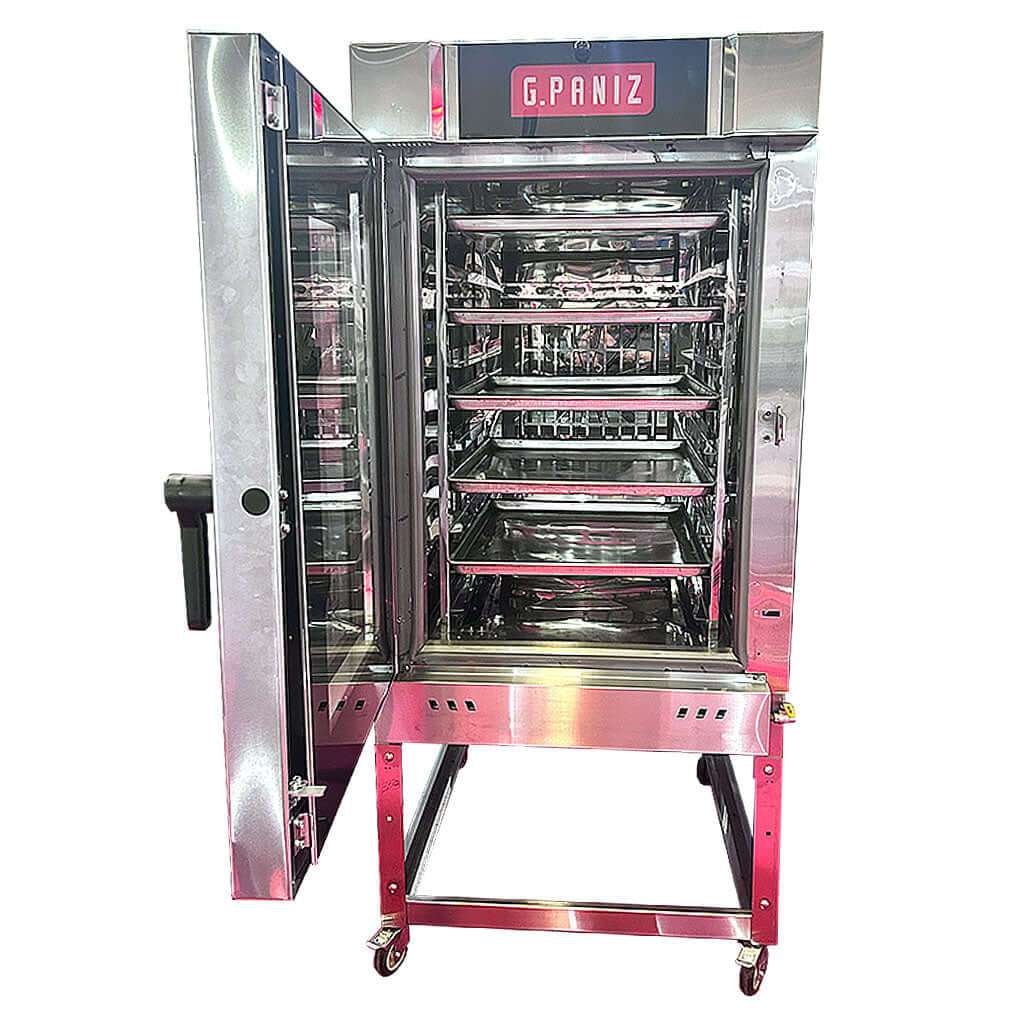 Puerta doble cristal del horno industrial a gas GPaniz FTG-3000 con sellado térmico.