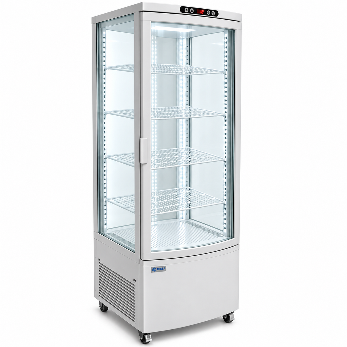 Refrigerador de exhibición panorámica MIGSA RT-235L 235 L vista principal fondo blanco