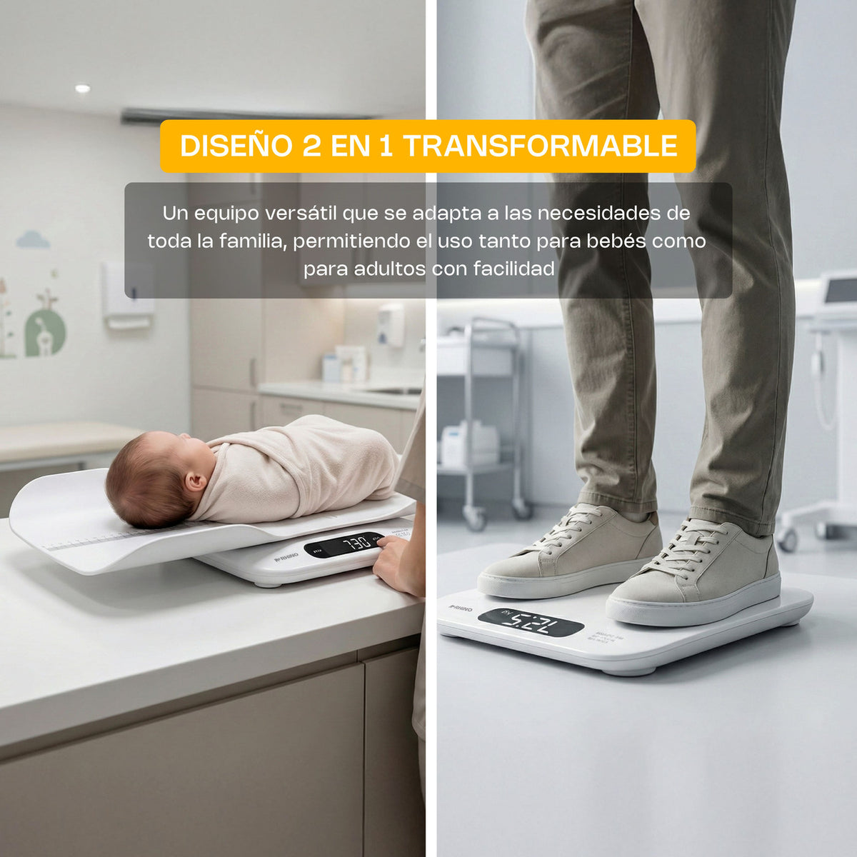 Báscula BABEPE-180 convertible para pesaje de bebés o de personas adultas.