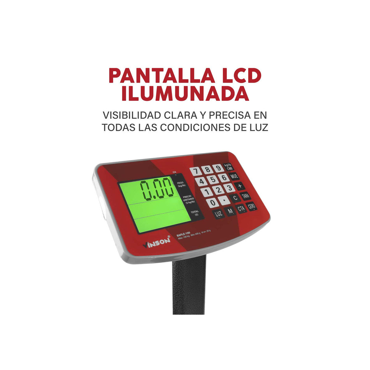 Báscula VINSON BAPLE-100, detalle lcd