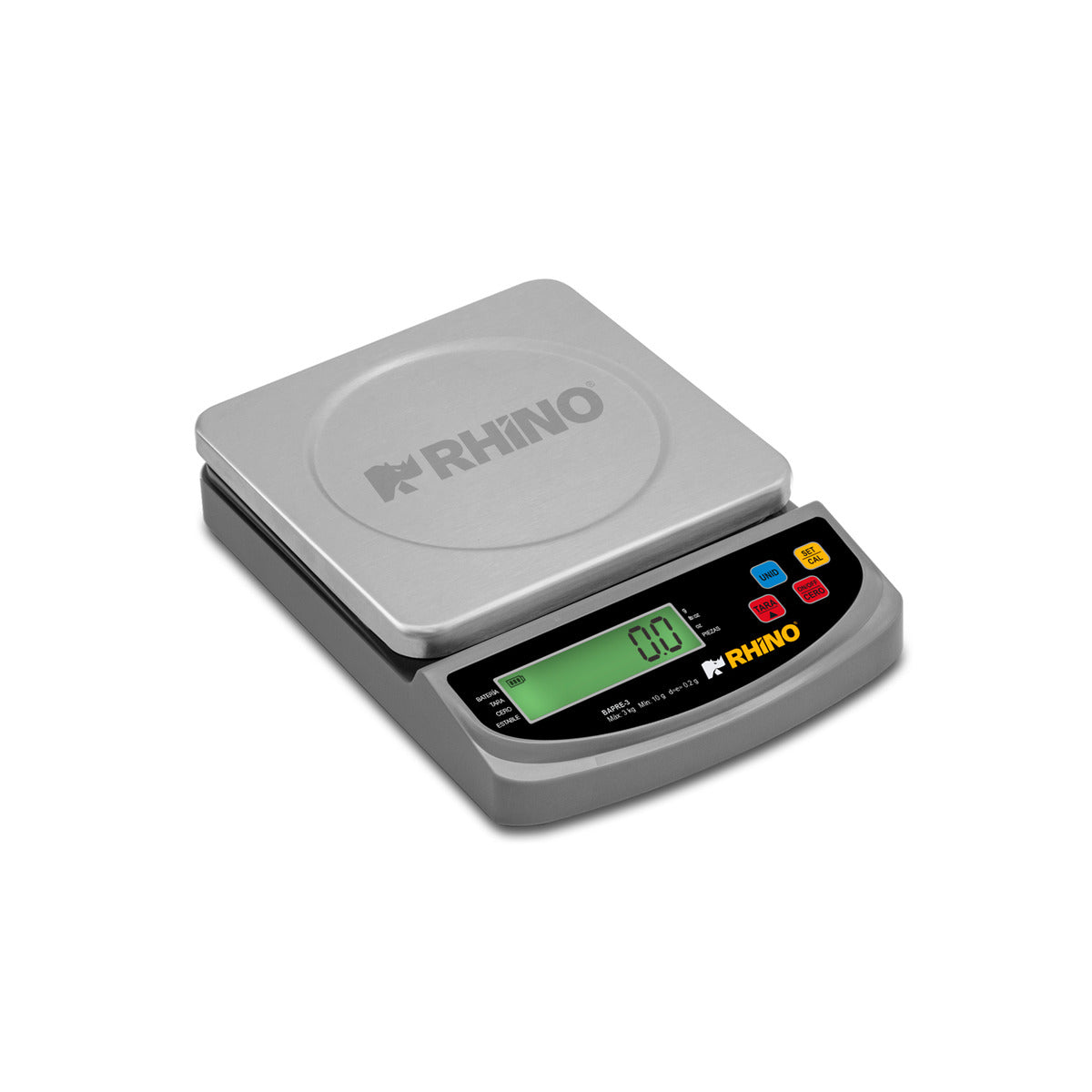 Balanza de precisión RHINO BAPRE-3 capacidad de 3 kg y división mínima 0.2 g con plato inoxidable