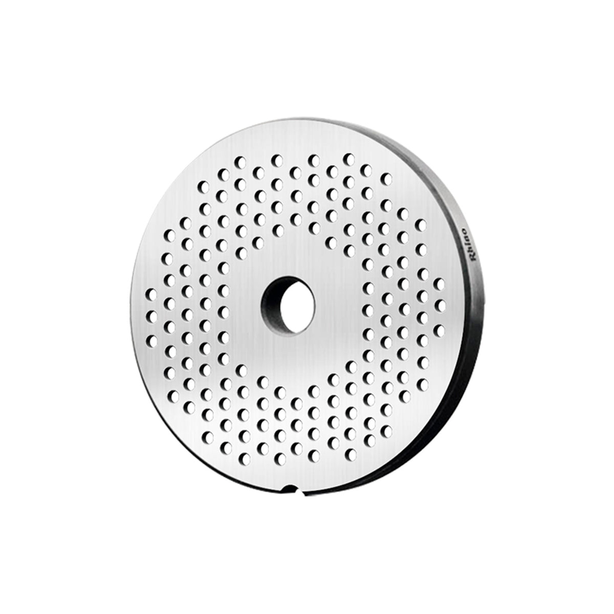 Cedazo RHINO CEDA12-3 para molino de carne número 12, perforación de 1/8 de pulgada, foto original de producto sobre fondo blanco.