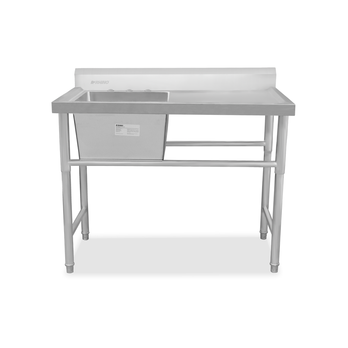Fregadero RHINO FREGA-1T con tarja de 50 litros y mesa lateral, vista frontal