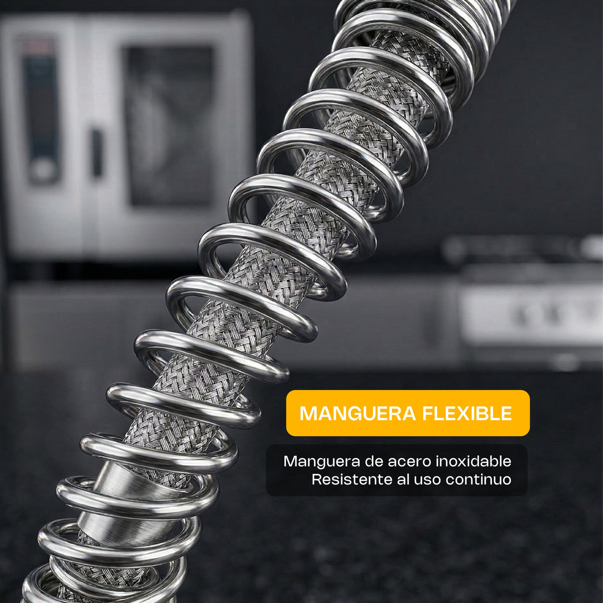 Detalle de manguera flexible de acero inoxidable RHINO MAPREC-M2J