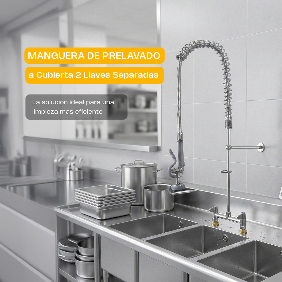 RHINO MAPREC-M2S de prelavado a cubierta, demostración instalada en tarja profesional