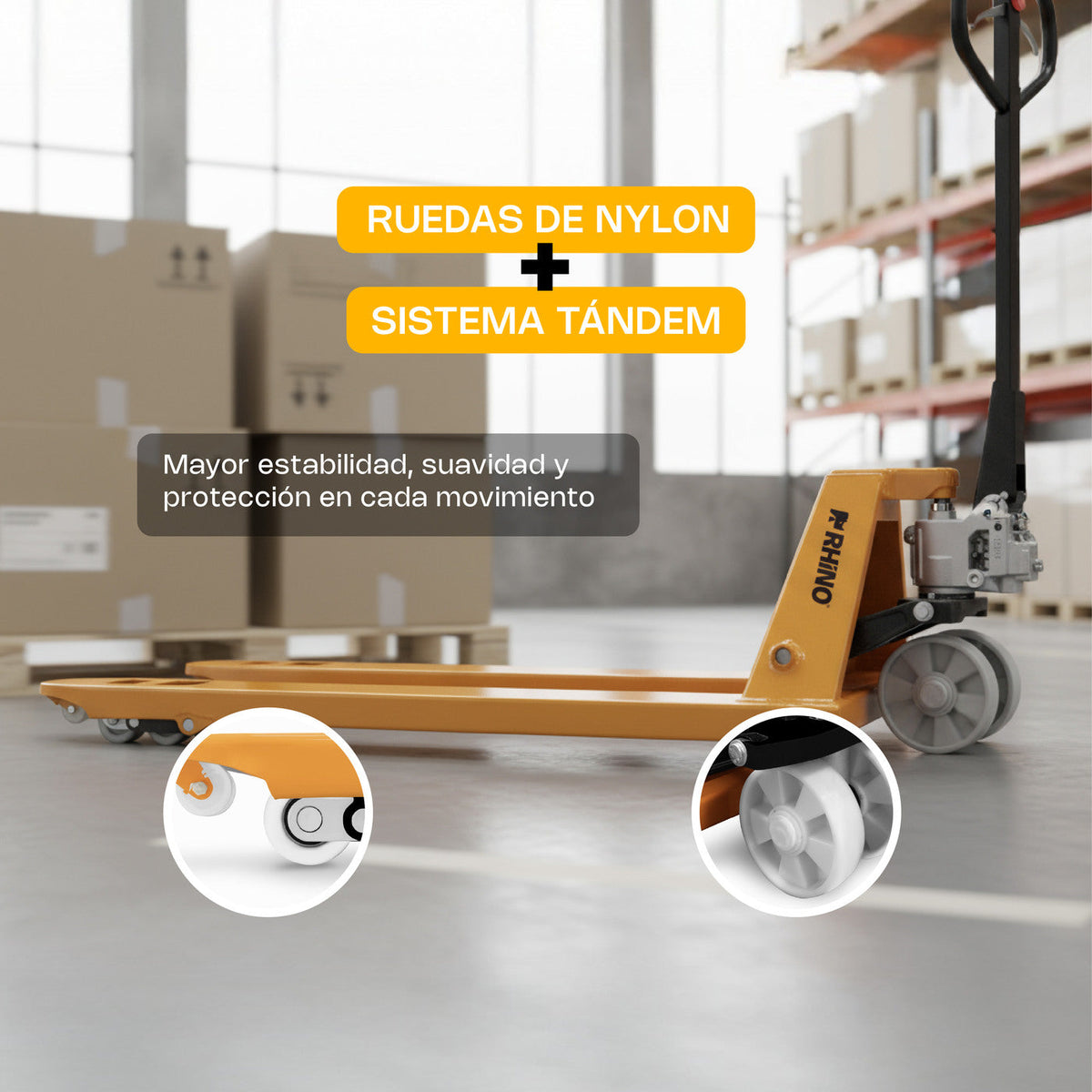 Ruedas de nylon y sistema tándem del patín hidráulico RHINO PATHID-3T