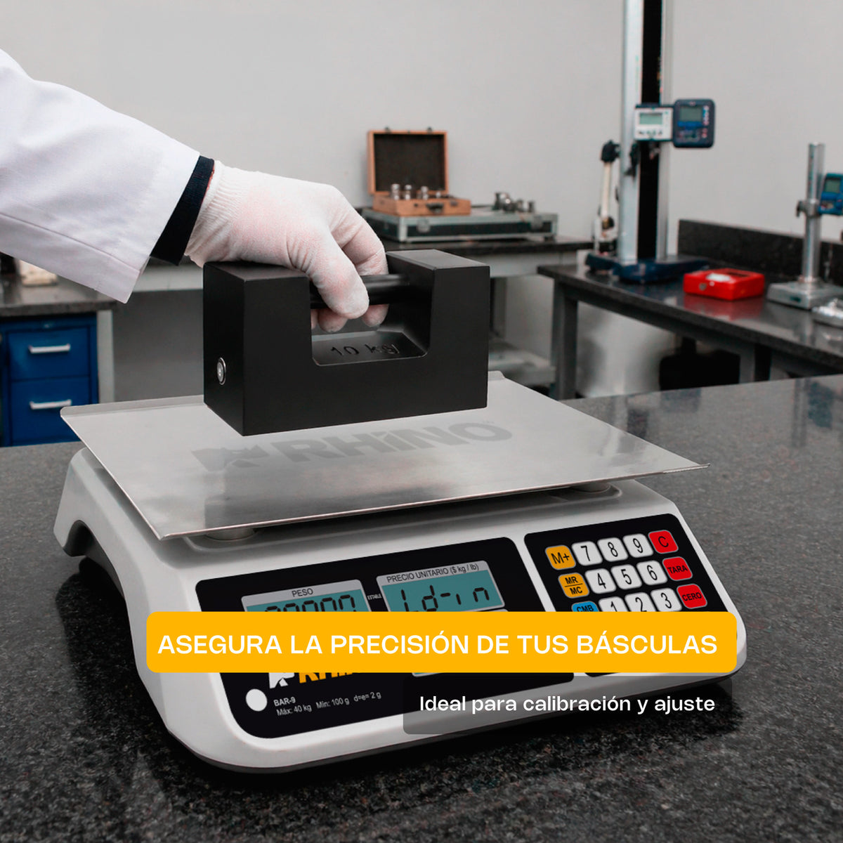 Fotografía adicional de pesa patrón RHINO PESA-10S de 10 kg de alta densidad, detalle y características del fabricante.