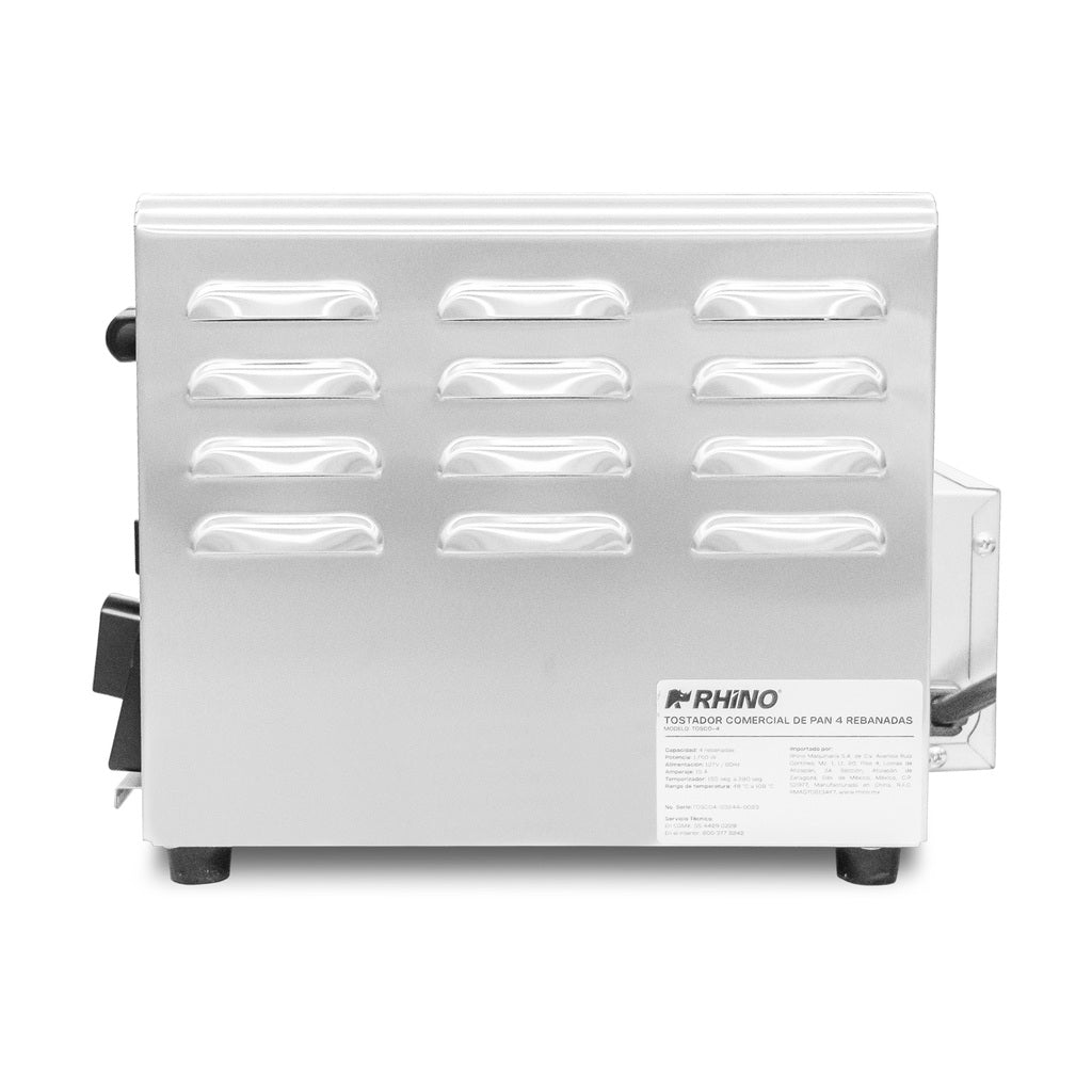 Tostador RHINO TOSCO-4 vista lateral con ventilación y etiqueta de fábrica, foto original
