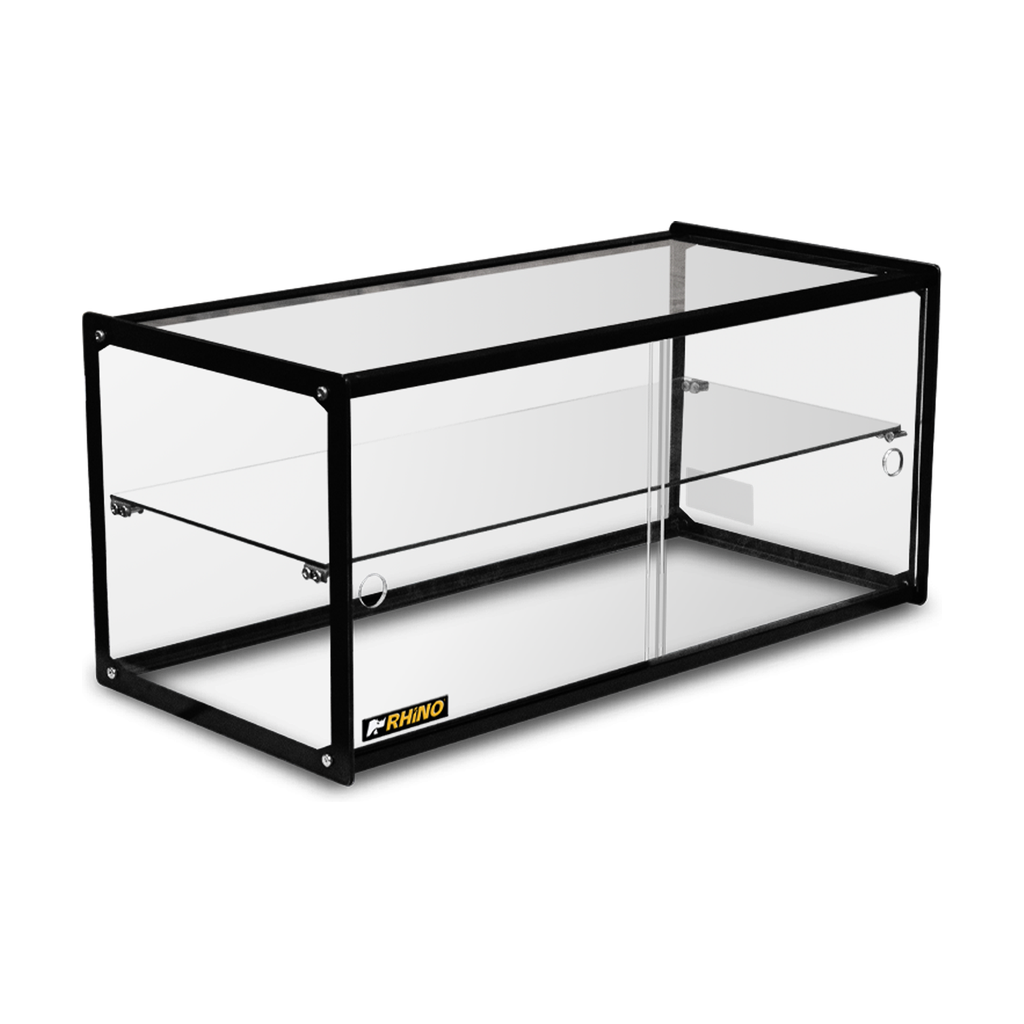 Vitrina neutra recta RHINO VITNEU-90R de 90 litros con bordes de aluminio, portada