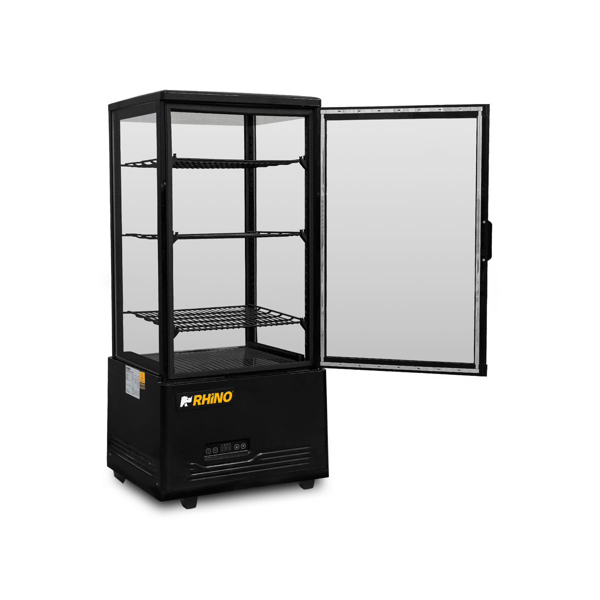 Vitrina Rhino VIVEPA-3 con puerta de cristal abierta