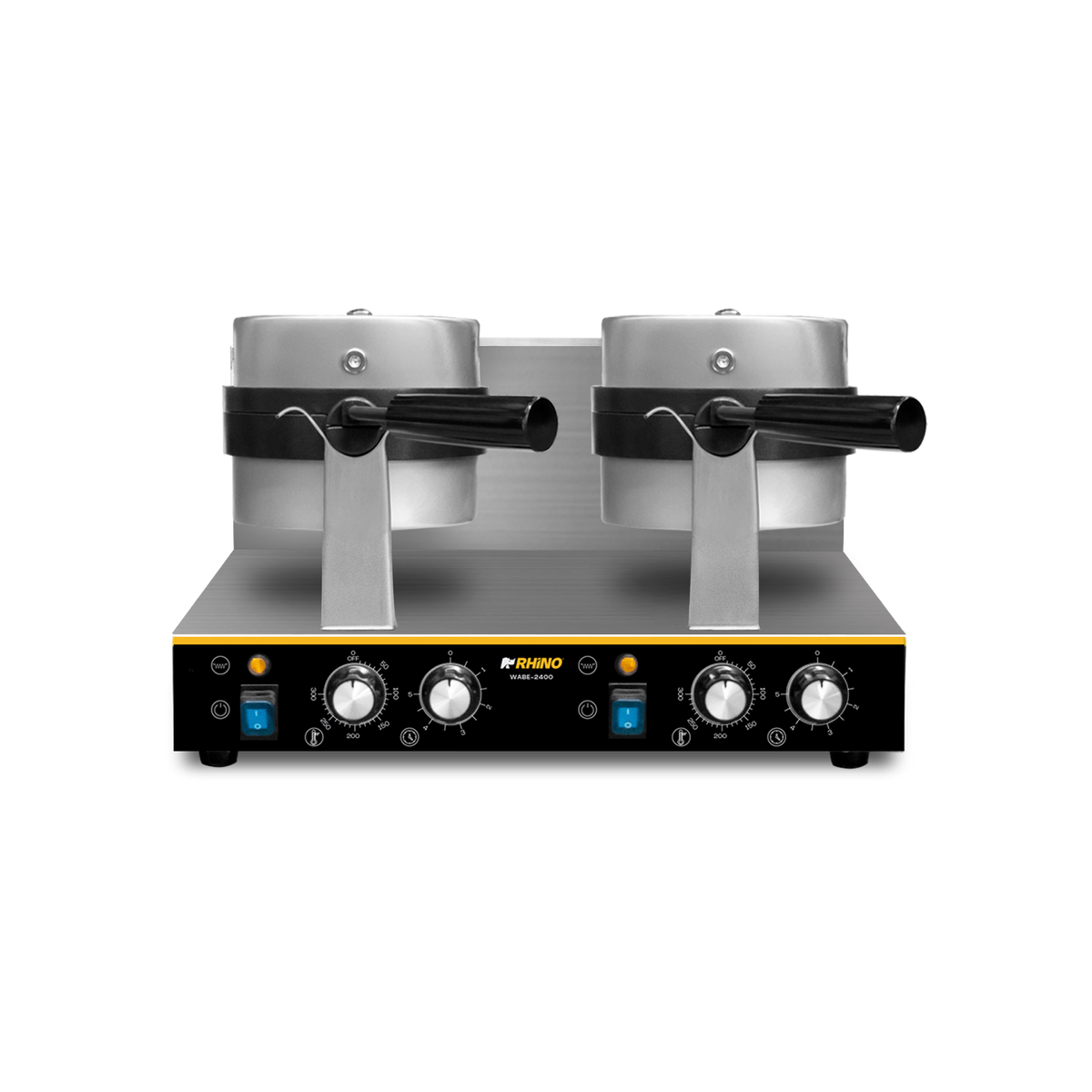 Waflera RHINO WABE-2400 vista frontal con cabezales cerrados y mandos independientes