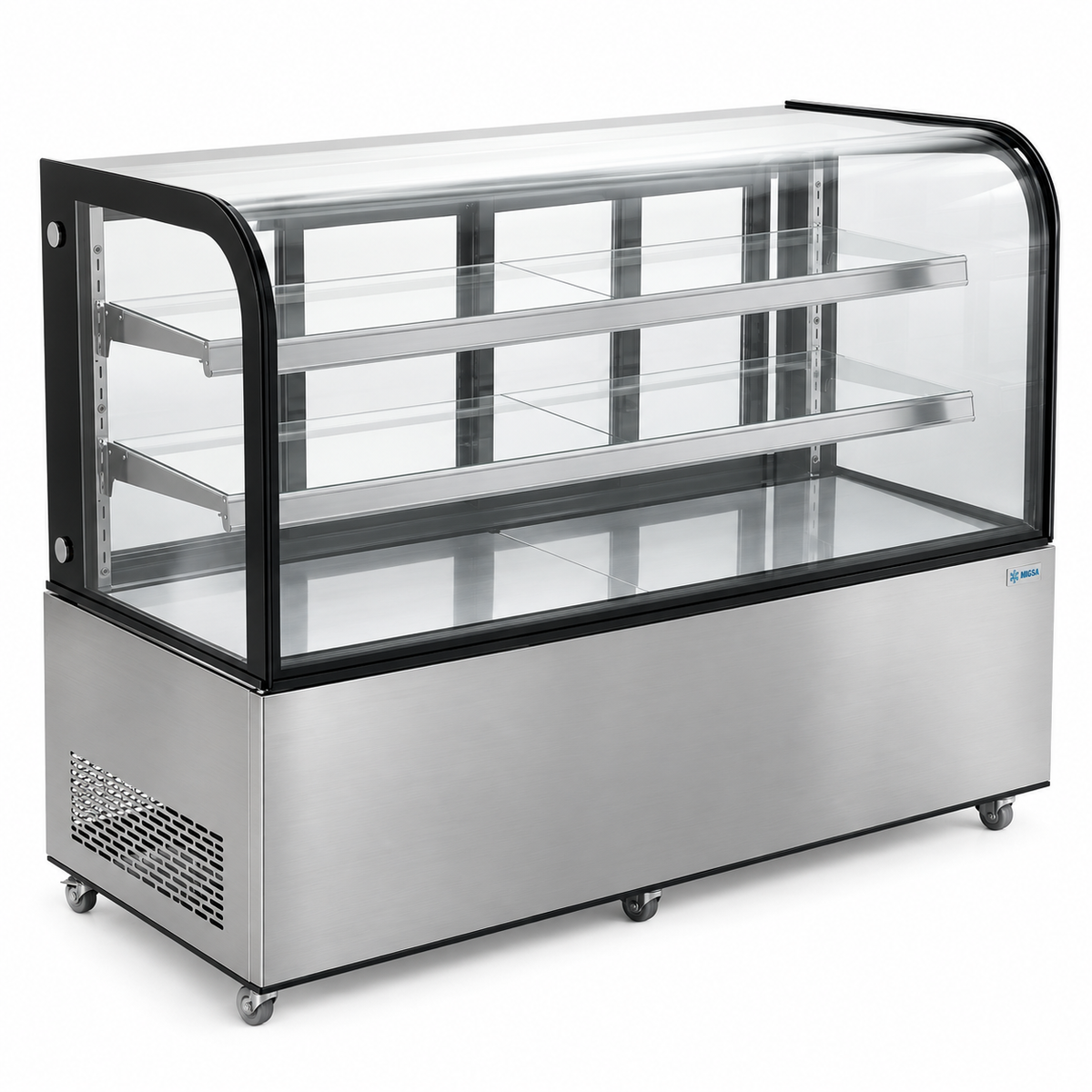 Vitrina refrigerada de piso MIGSA ARC-470Y de 500 litros con cristal curvo