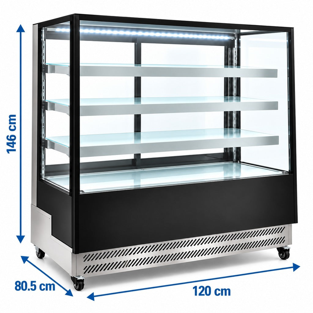 Vitrina refrigerada MIGSA ARC-500L con medidas 120 x 80.5 x 146 cm
