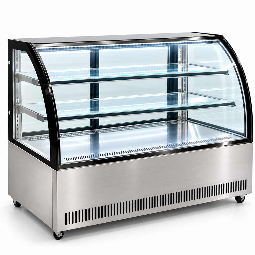 Vitrina refrigerada de piso MIGSA GN-1500C2 de 387 litros con cristal curvo