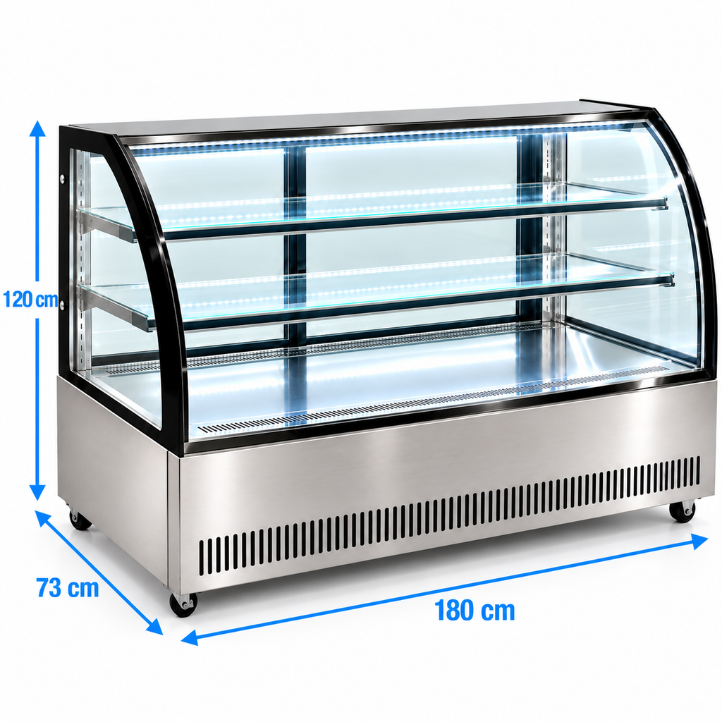 Vitrina refrigerada MIGSA GN-1800C2 con medidas 180 x 73 x 120 cm