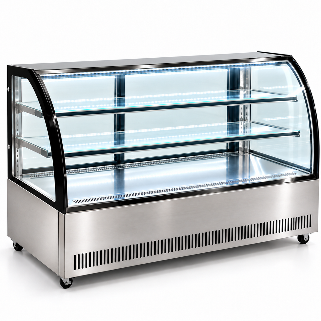 Vitrina refrigerada de piso MIGSA GN-1800C2 de 464 litros con cristal curvo