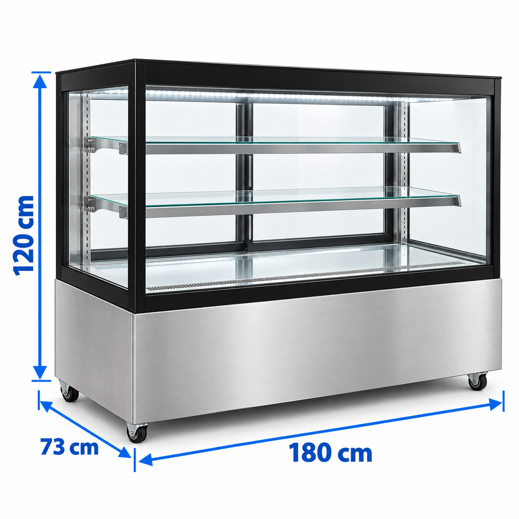 Vitrina refrigerada MIGSA GN-1800R2 con medidas 180 x 73 x 120 cm