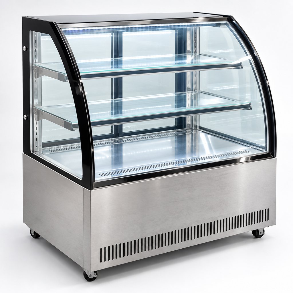 Vitrina refrigerada de piso MIGSA GN-900C2 de 225 litros con cristal curvo