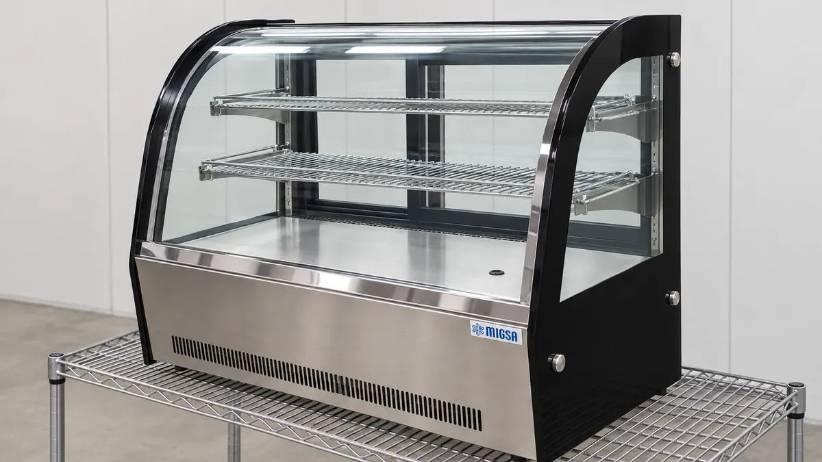 Vista angular de vitrina refrigerada MIGSA GN-1200CT