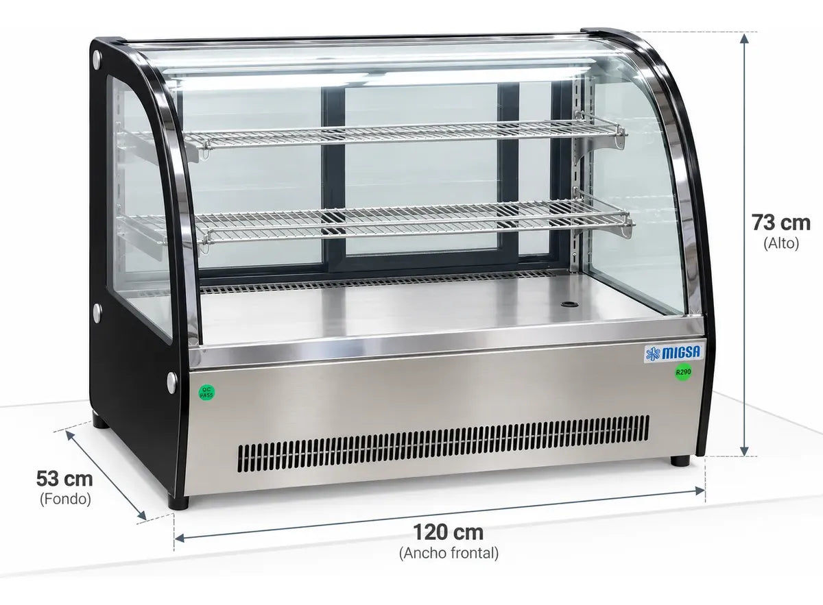 Medidas de vitrina refrigerada MIGSA GN-1200CT 120 x 53 x 73 cm