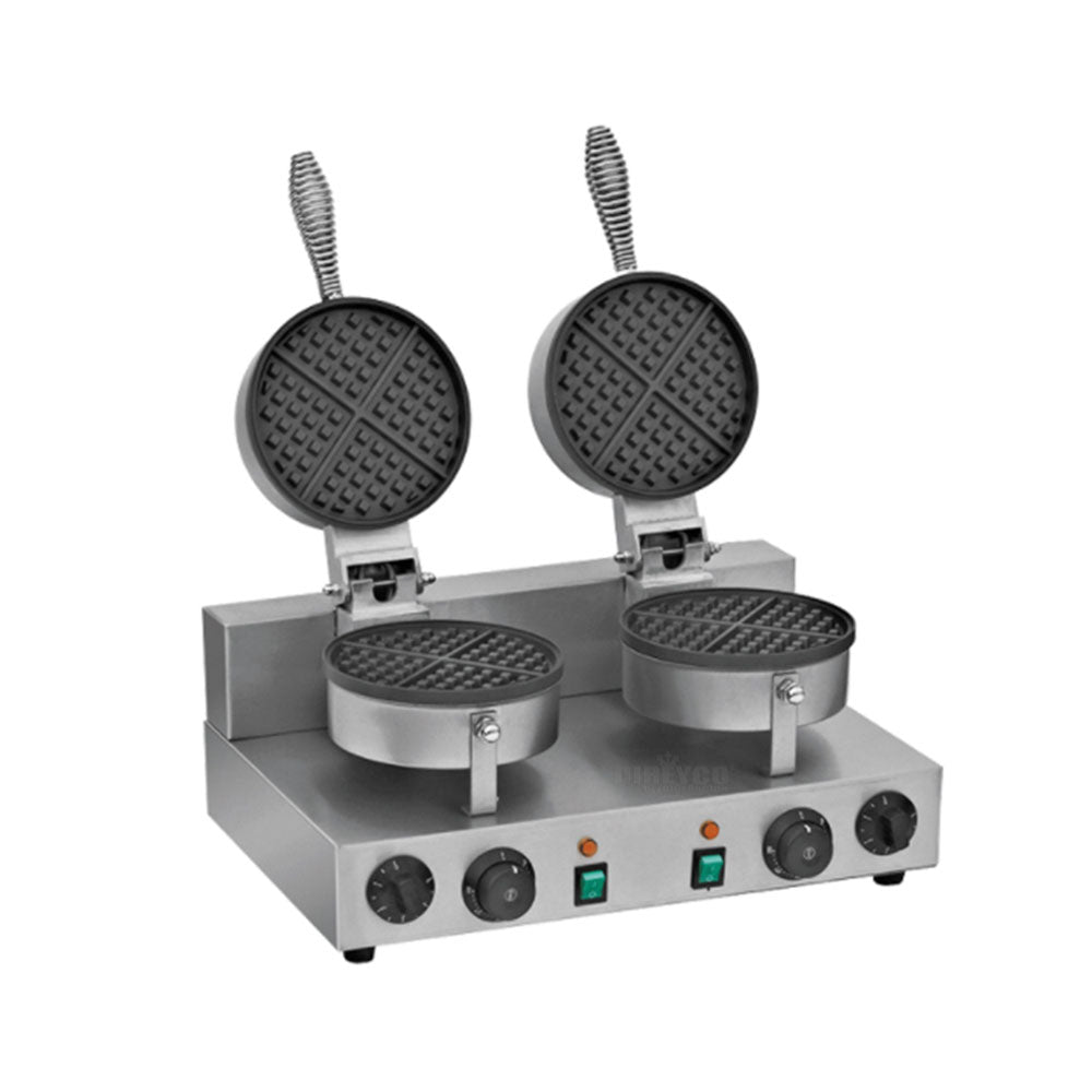 Wafflera americana doble MIGSA UWB2 dos planchas circulares y controles independientes, fotografĂa sin sellos