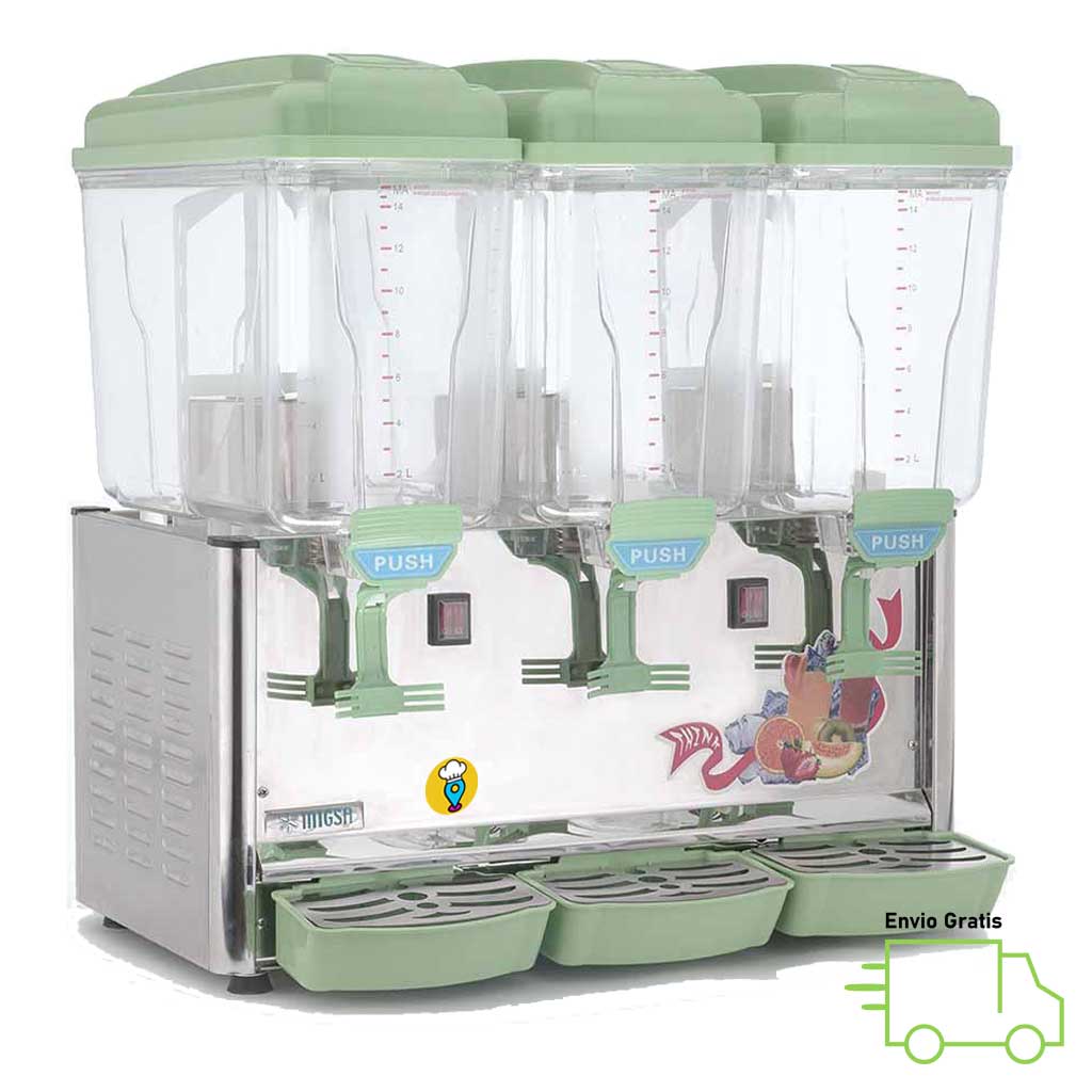 Enfriador de Aguas Frescas 3 Tazones 15 Lts c/u MIGSA - LYJ-345-Despachadores de Bebidas-MIGSA-ElLugarDelChef.com