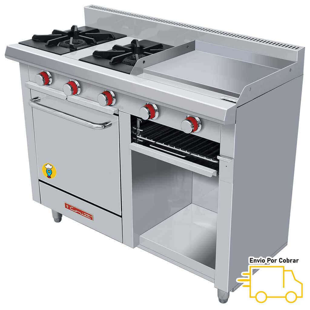 Estufa 2 Parrillas, Plancha, Gratinador y Horno CORIAT - MINICHEF PETIT-Estufas Múltiples-CORIAT-ElLugarDelChef.com