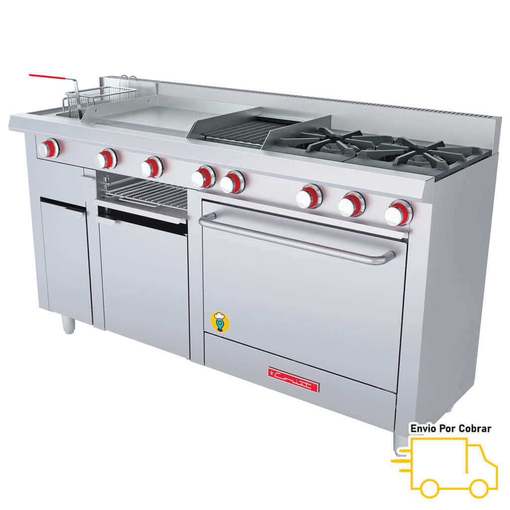 Estufa 2 Parrillas, Plancha, Horno, Gratinador, Asador y Freidora CORIAT - MULTIPLE PETIT-Estufas MĂșltiples-CORIAT-ElLugarDelChef.com