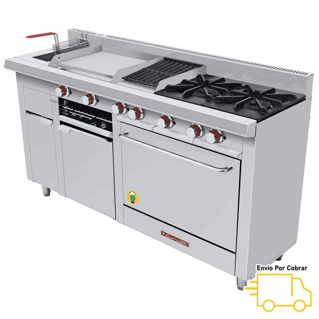 Estufa 2 Parrillas, Plancha, Horno, Gratinador, Asador y Freidora CORIAT - MULTIPLE PETIT TURBO-Estufas MĂșltiples-CORIAT-ElLugarDelChef.com