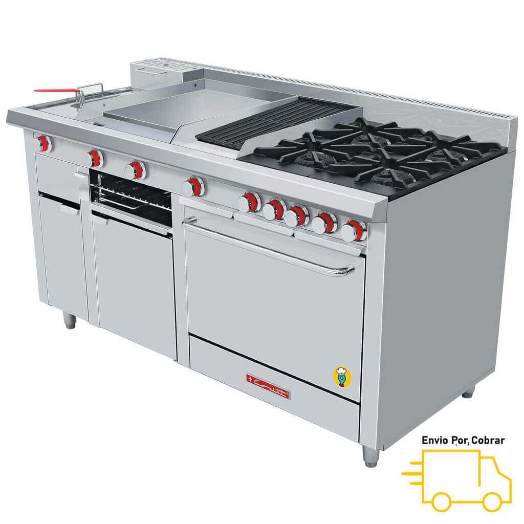 Estufa 4 Parrillas, Plancha, Asador, Gratinador, Freidora y Horno CORIAT - MULTIPLE MASTER-Estufas MĂșltiples-CORIAT-ElLugarDelChef.com