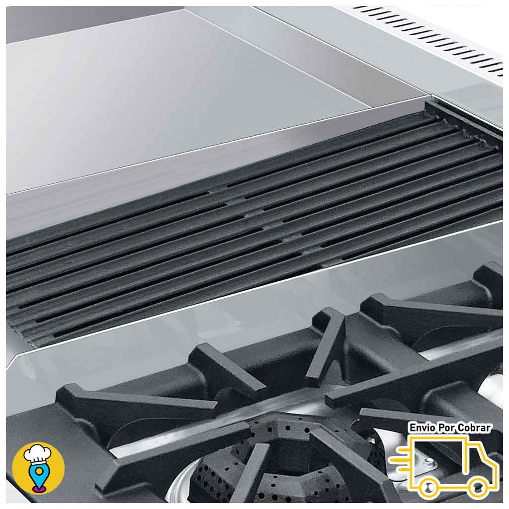 Freidora integrada de 8 litros en estufa para cocina industrial Coriat Turbo Master