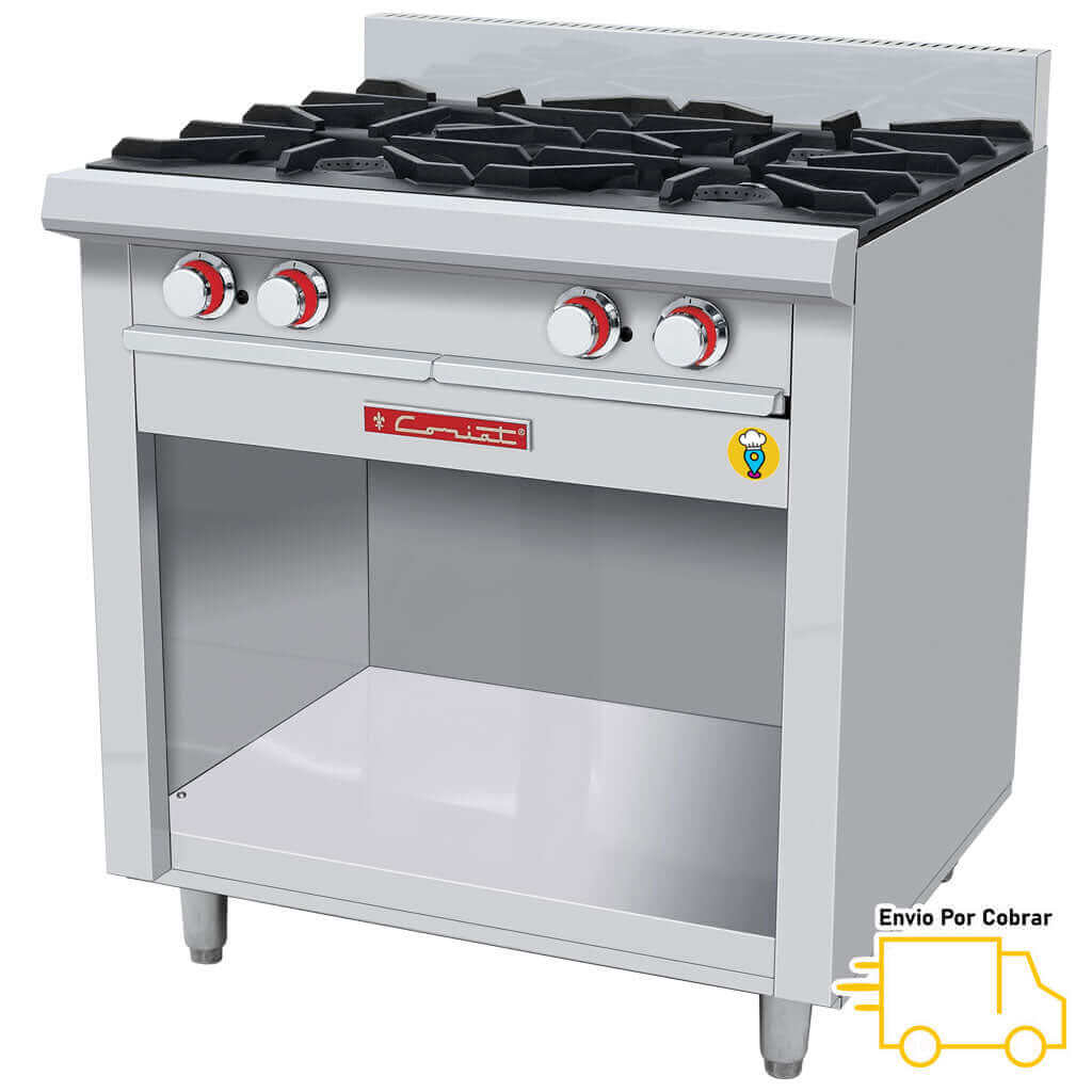 Estufa 4 Parrillas y Gabinete Abierto CORIAT - EC-4-GA HD-Estufas con Horno-CORIAT-ElLugarDelChef.com