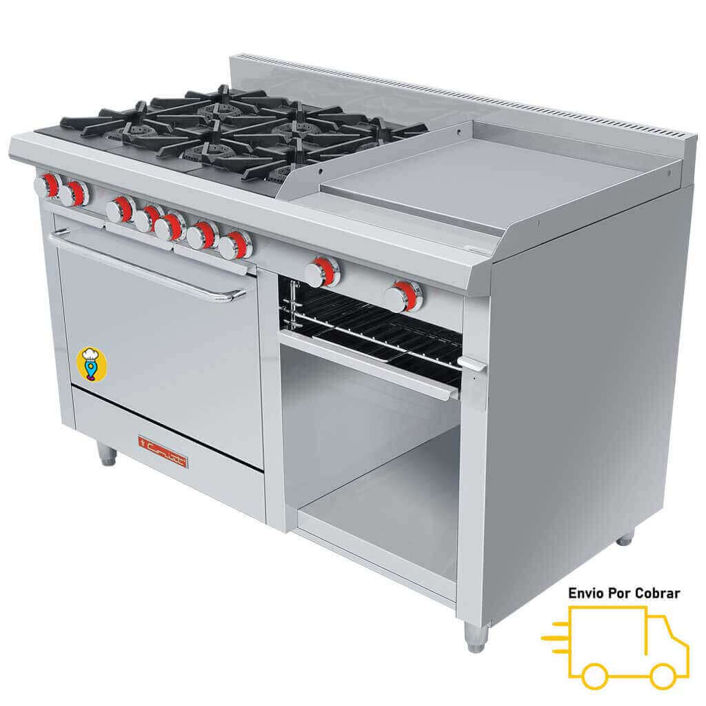 Estufa 6 Parrillas, Plancha, Gratinador y Horno CORIAT - EC-6-H-GRILL MASTER-Estufas MĂșltiples-CORIAT-ElLugarDelChef.com