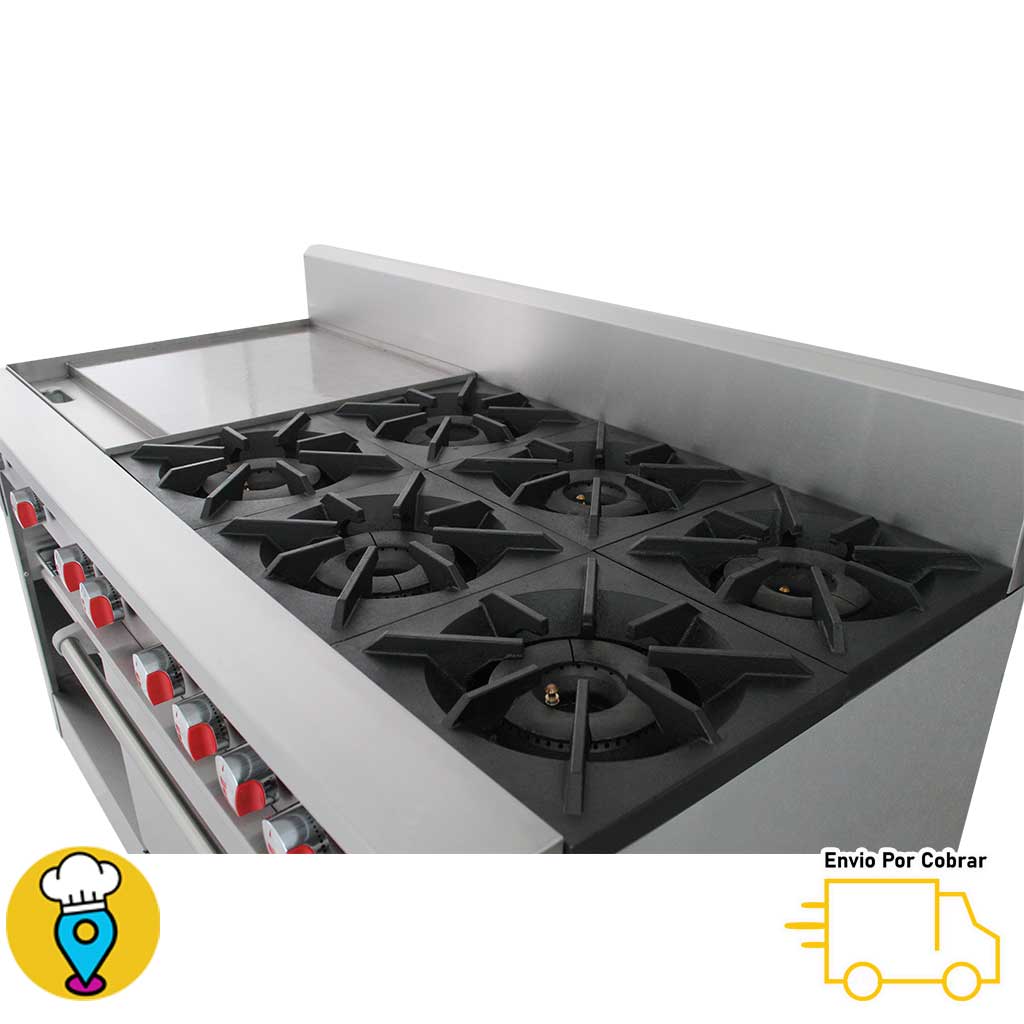 Estufa 6 Parrillas, Plancha y Horno DRAGO - CG-61PD-Estufas MĂșltiples-DRAGO-ElLugarDelChef.com
