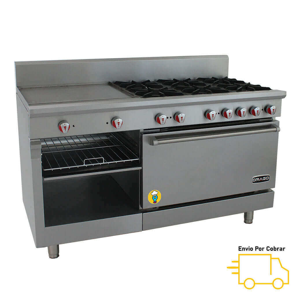 Estufa 6 Parrillas, Plancha y Horno DRAGO - CG-61PD-Estufas MĂșltiples-DRAGO-ElLugarDelChef.com