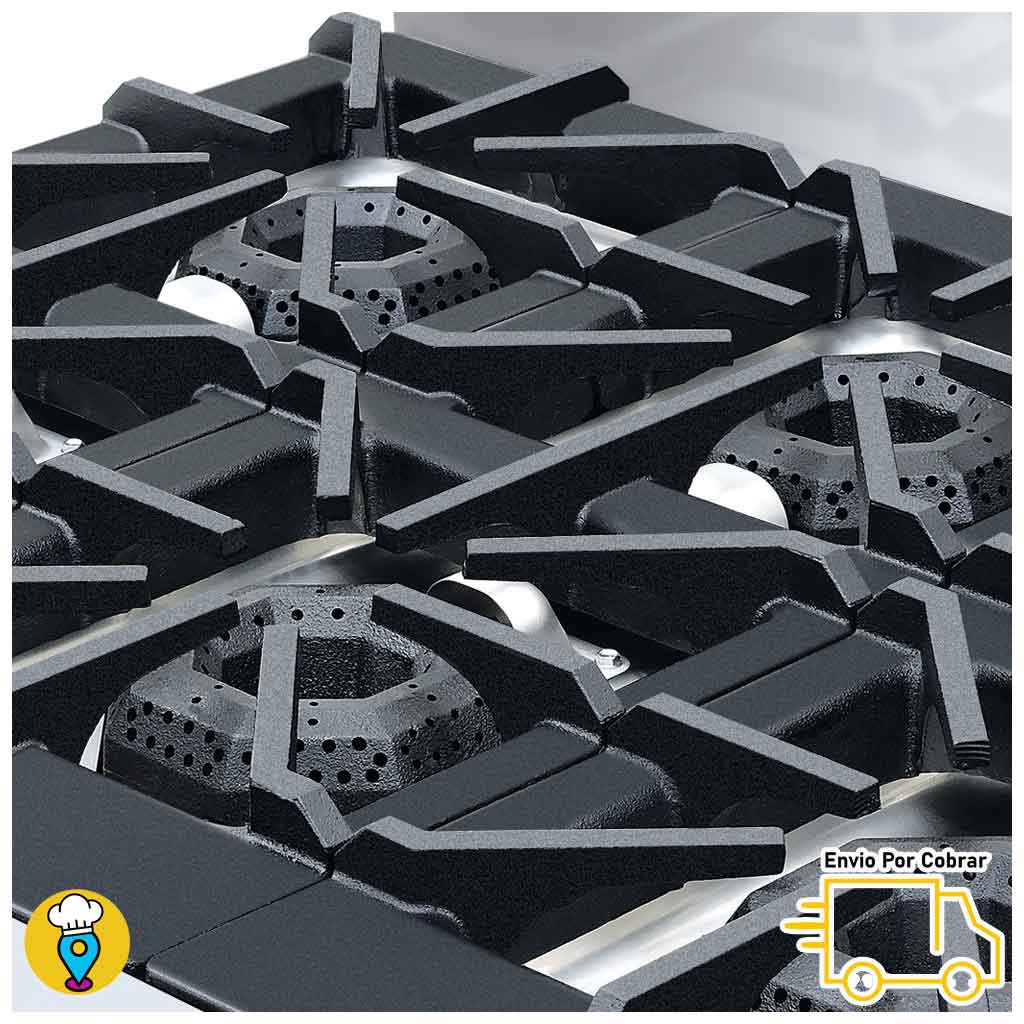 Estufa Coriat EC-6-HG 6 quemadores en acero inoxidable vista en ĂĄngulo