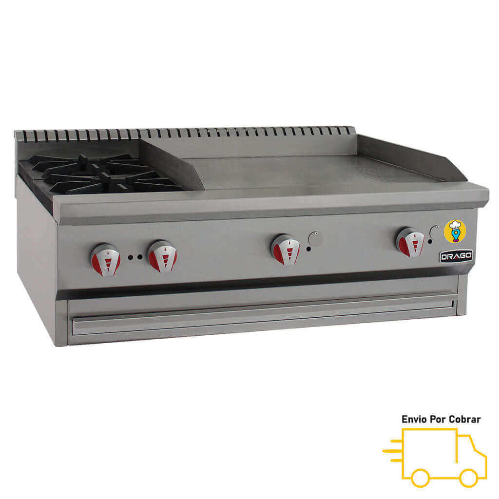 Estufa de Mesa Múltiple 2 Parrillas y Plancha DRAGO - CG-20PD-Estufas Múltiples de Mesa-DRAGO-ElLugarDelChef.com
