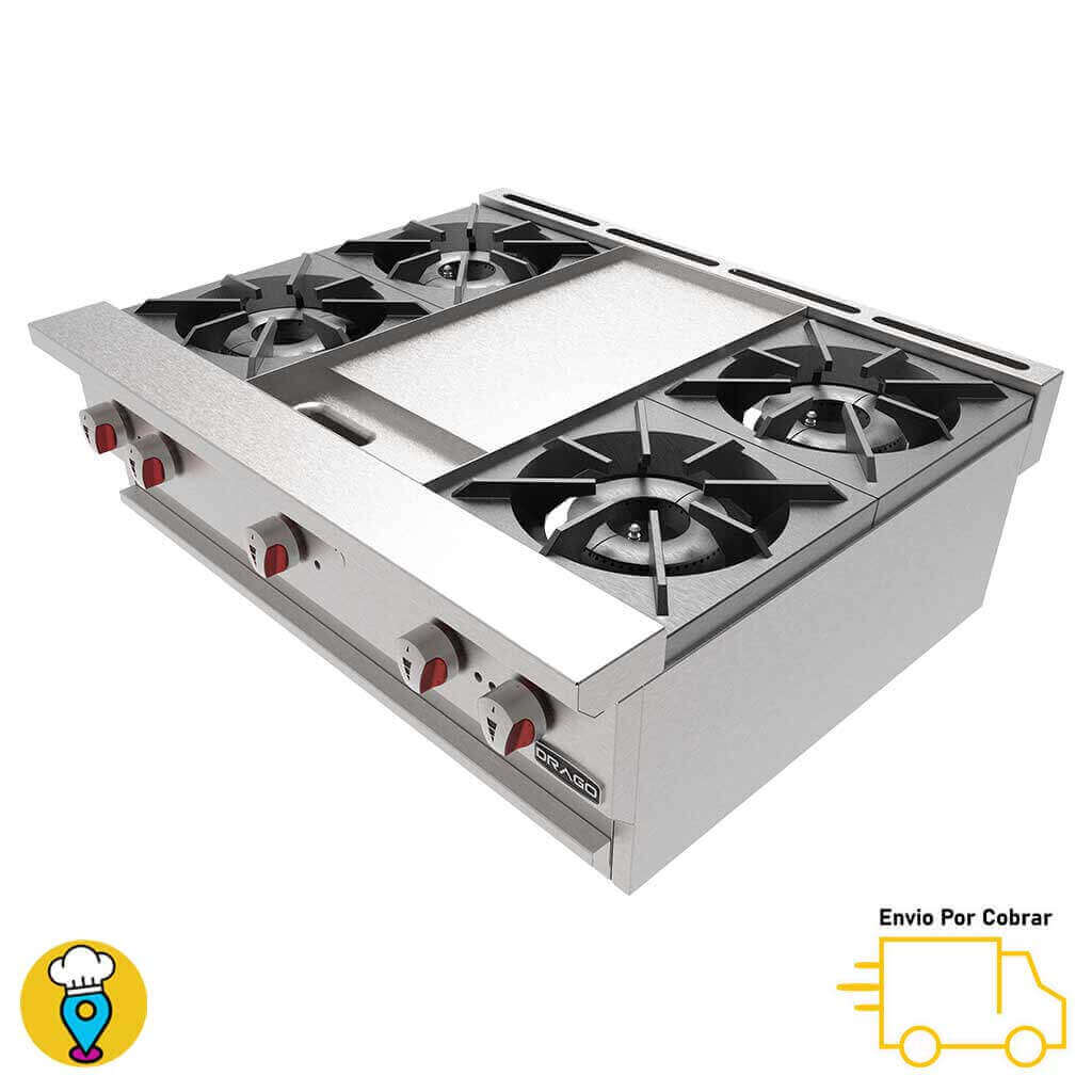 Estufa de Mesa Múltiple 4 Parrillas y Plancha DRAGO - CG-40P-Estufas Múltiples de Mesa-DRAGO-ElLugarDelChef.com