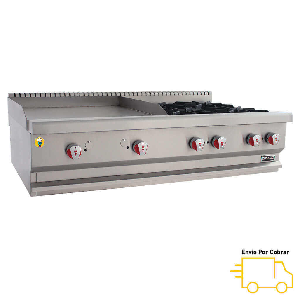 Estufa de Mesa Múltiple 4 Parrillas y Plancha DRAGO - CG-40PD-Estufas Múltiples de Mesa-DRAGO-ElLugarDelChef.com