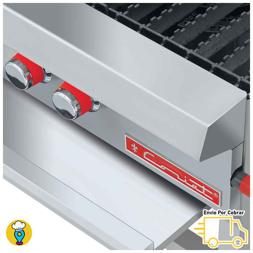 Controles y perillas con aislamiento térmico del estufón industrial Coriat SP-2T