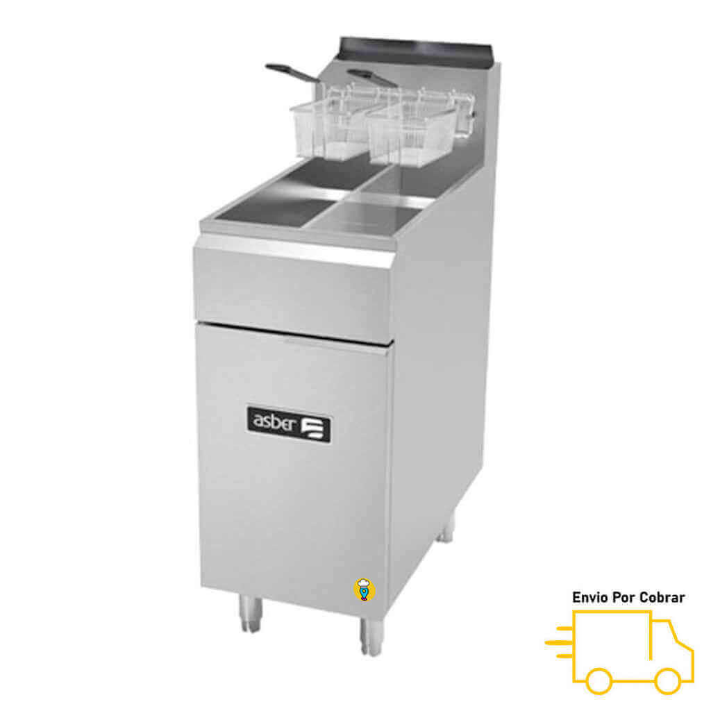 Freidora a Gas con Divisor ASBER - AEF-2525-S-Freidoras-ASBER-ElLugarDelChef.com