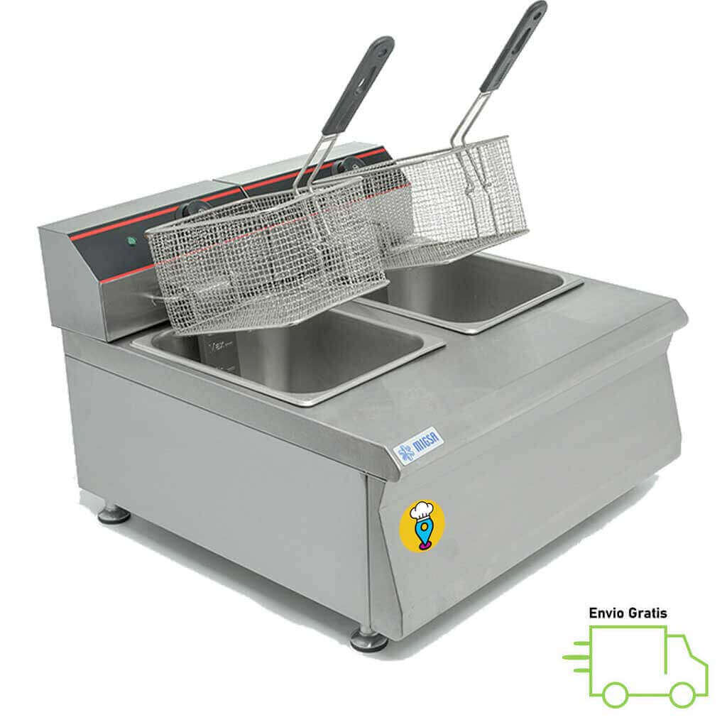 Freidora Eléctrica 2 Tinas MIGSA - BN600-E601-Freidoras Eléctricas-MIGSA-ElLugarDelChef.com