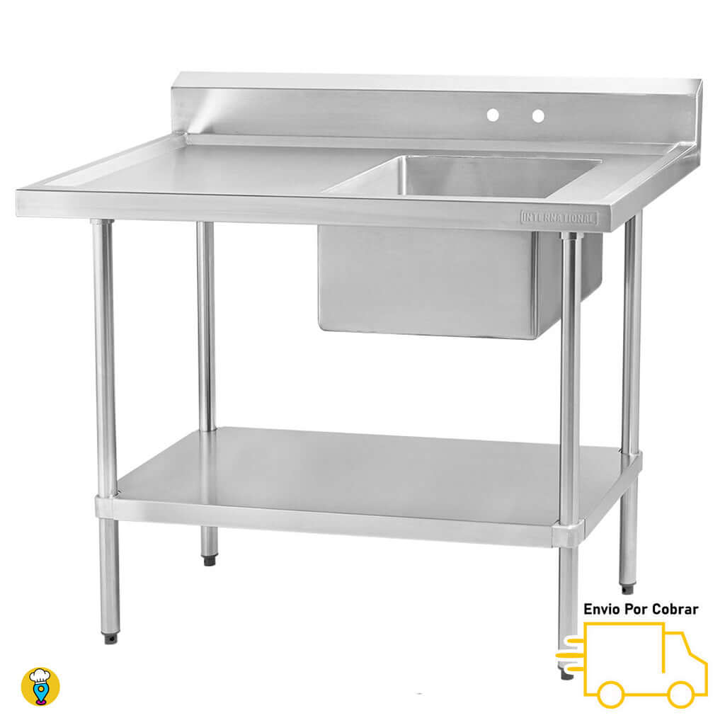 Mesa con Tarja 180cms INTERNATIONAL - MELT1D18-Tarjas y Mesas Acero Inoxidable-INTERNATIONAL-ElLugarDelChef.com