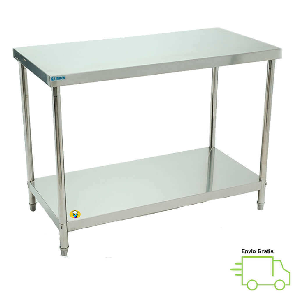 Mesa de Trabajo en Isla Acero inoxidable 150 cms MIGSA - BN-W03/150-Mesas de Trabajo en Acero Inoxidable-MIGSA-ElLugarDelChef.com