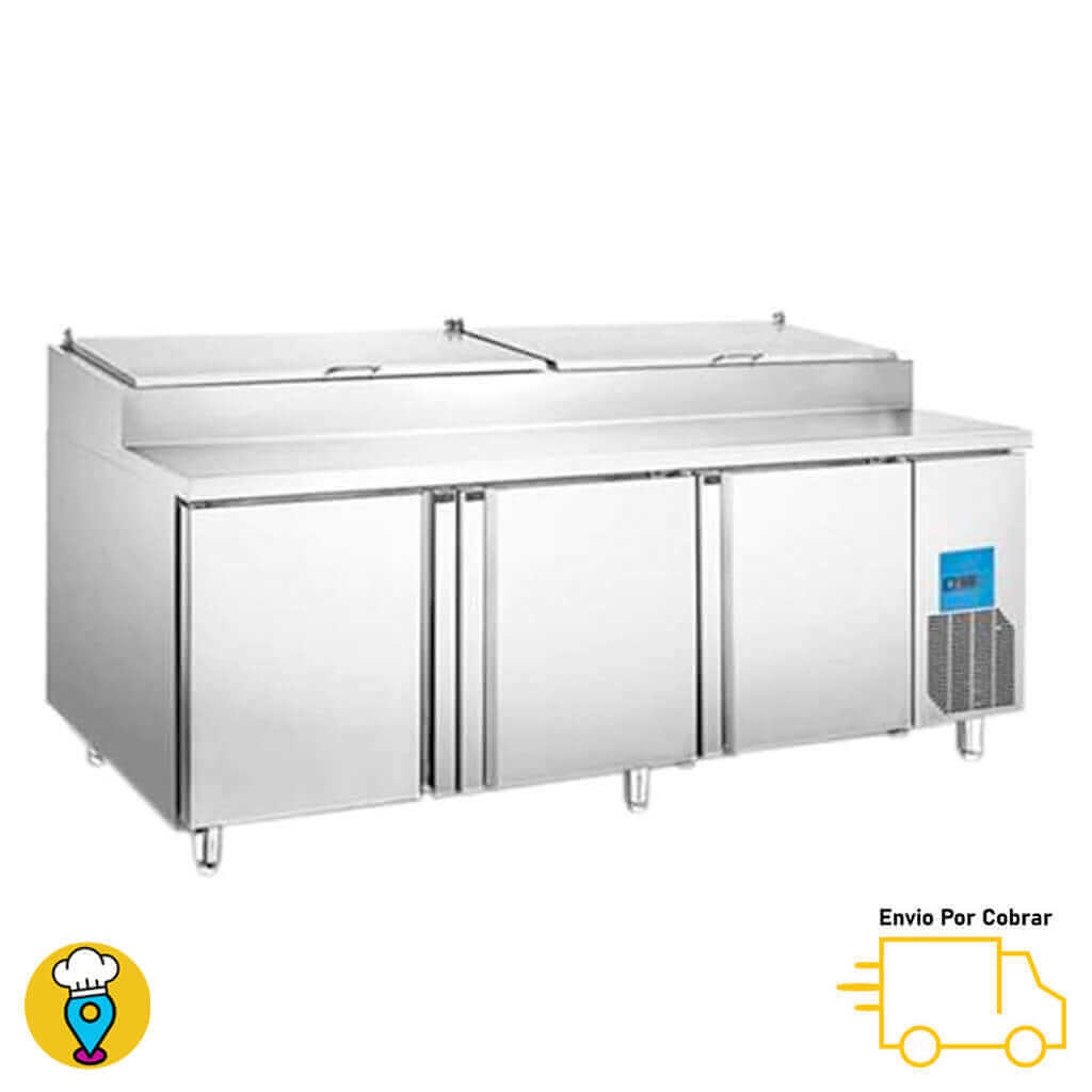 Mesa Refrigerada para Pizzas 3 Puertas MIGSA - PICL-3-Mesas Frías para Pizzas-MIGSA-ElLugarDelChef.com