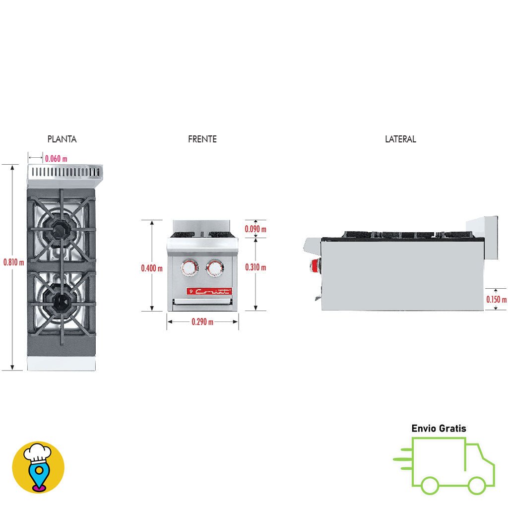 Parrilla 2 Quemadores CORIAT - PCV-2 MASTER-Parrillas a Gas-CORIAT-ElLugarDelChef.com