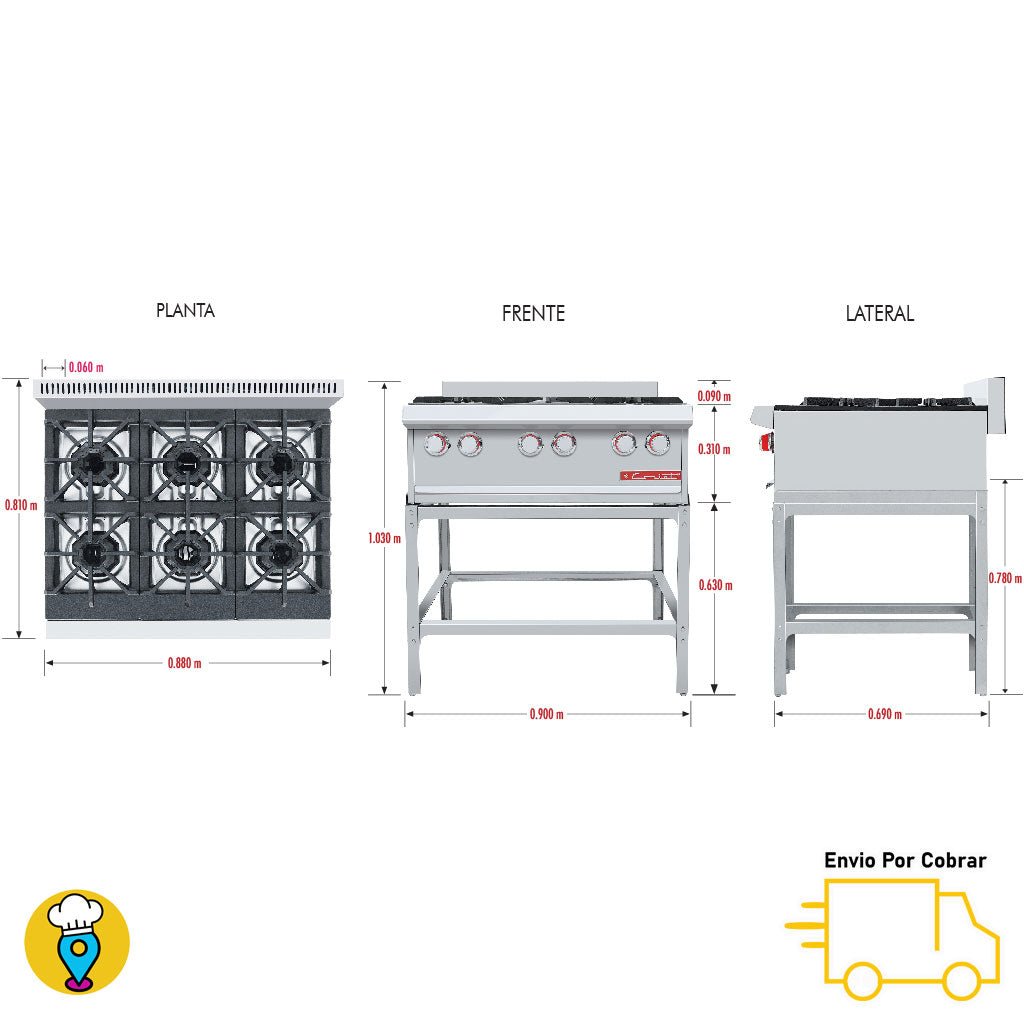Parrilla 6 Quemadores CORIAT - PCV-6 MASTER-Parrillas a Gas-CORIAT-ElLugarDelChef.com