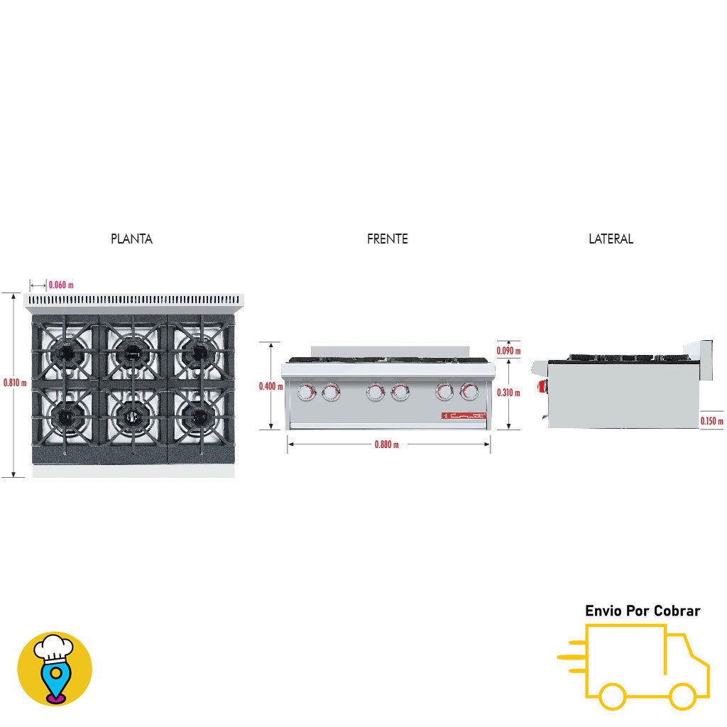 Parrilla 6 Quemadores CORIAT - PCV-6 MASTER-Parrillas a Gas-CORIAT-ElLugarDelChef.com