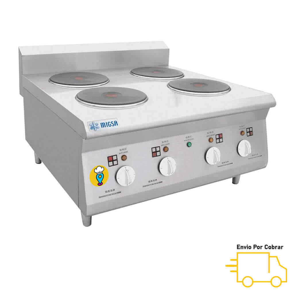 Parrilla Eléctrica con 4 platos Calientes MIGSA - BN600-E603-Parrillas Eléctricas-MIGSA-ElLugarDelChef.com