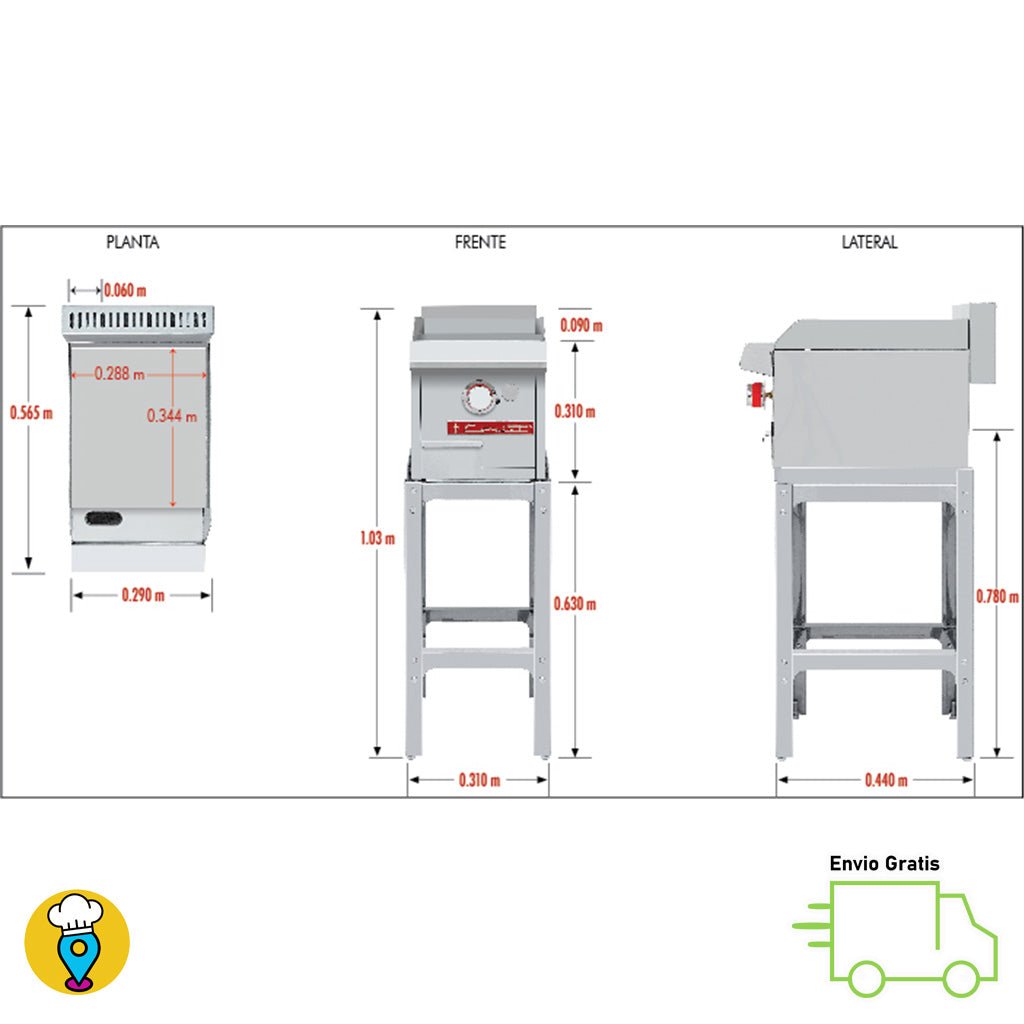 Plancha 1 Quemador CORIAT - CH-1 PETIT-Planchas-CORIAT-ElLugarDelChef.com